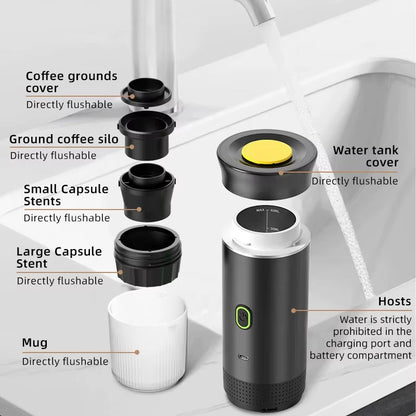 BrewMate 3-in-1 Portable Espresso Maker, Capsules & Ground Coffee